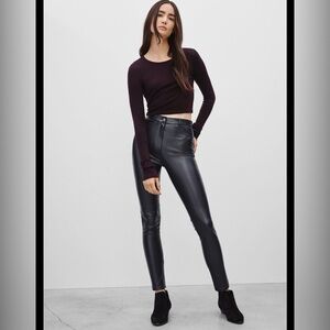 Wilfred Free Black Faux Leather Pants Leggings Tight Soft Womens Size 2 XS